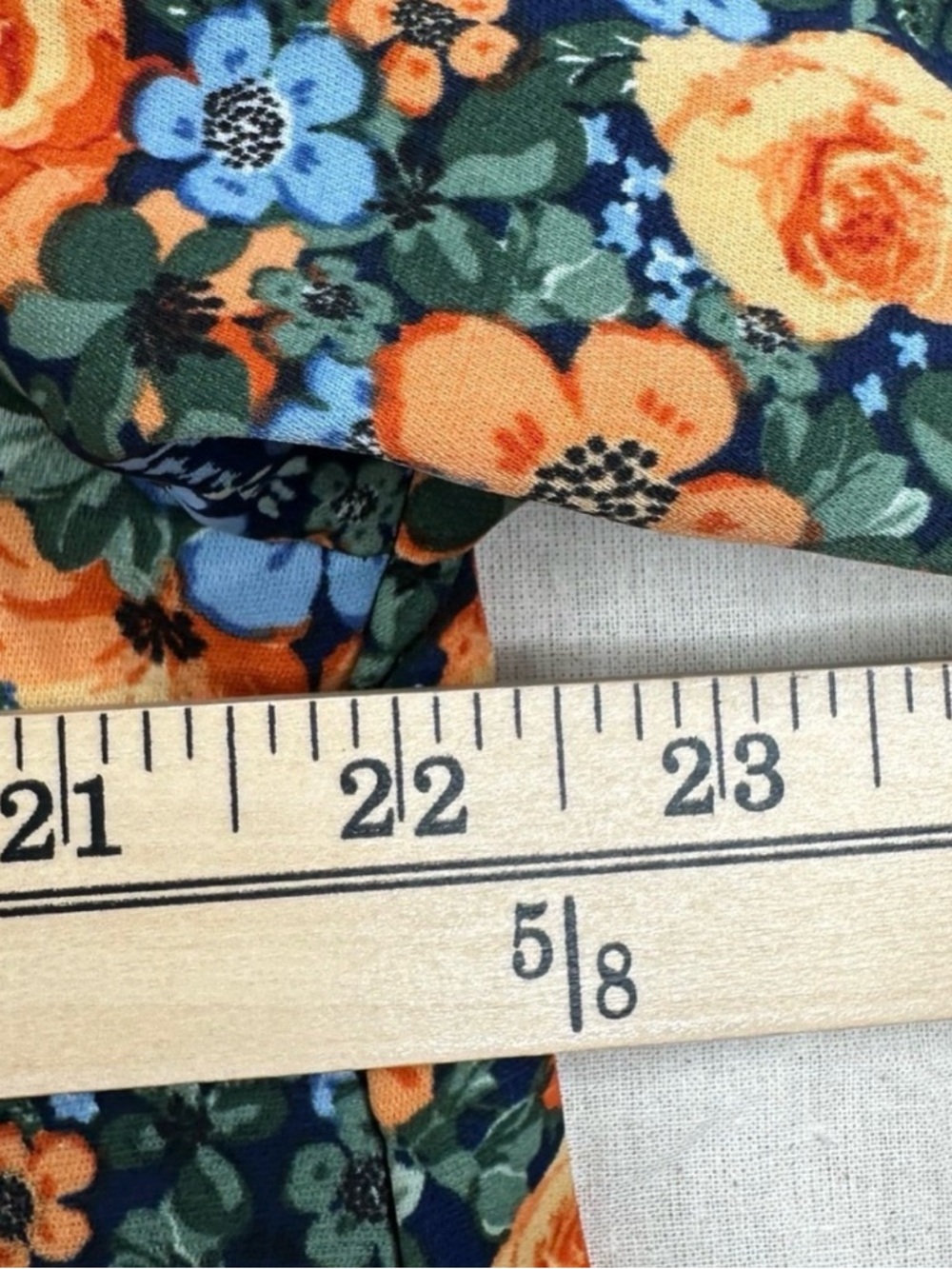 KIRUNDO Floral Ruffle Dress in Navy with Orange & Blue Flowers - Picture 6 of 7
